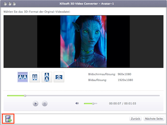 Xilisoft 3D Video Converter Mac, 3D Typ verändern Mac