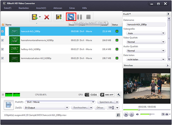 HD Videos/High Definition Videos umwandeln
