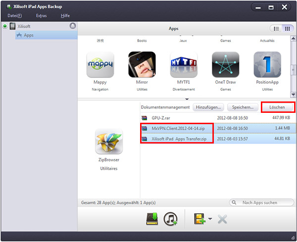 Xilisoft iPad Apps Backup Anleitung, Apps von iPad auf PC