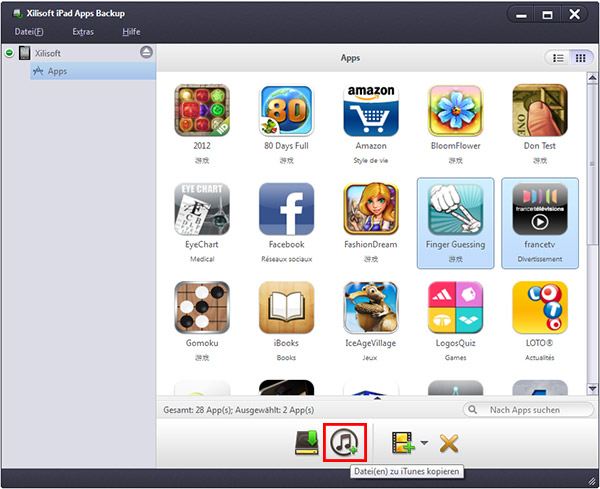 Xilisoft iPad Apps Backup Anleitung, Apps von iPad auf PC