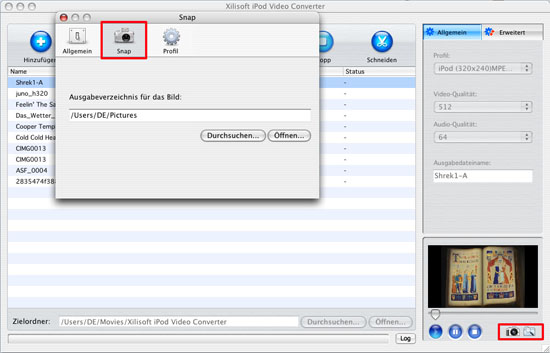 Video auf iPod unter Mac OS