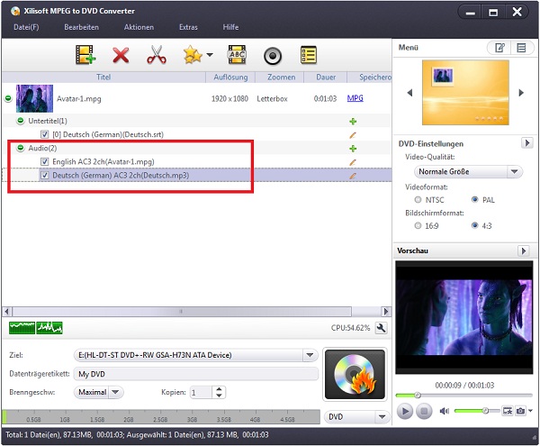 MPEG Datei auf DVD brennen/auf DVD-Player abspielen Anleitung