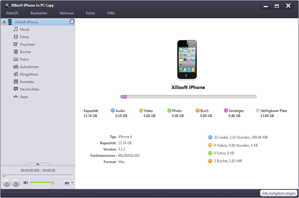 Xilisoft iPhone to PC Copy - iPhone Datei auf PC kopieren